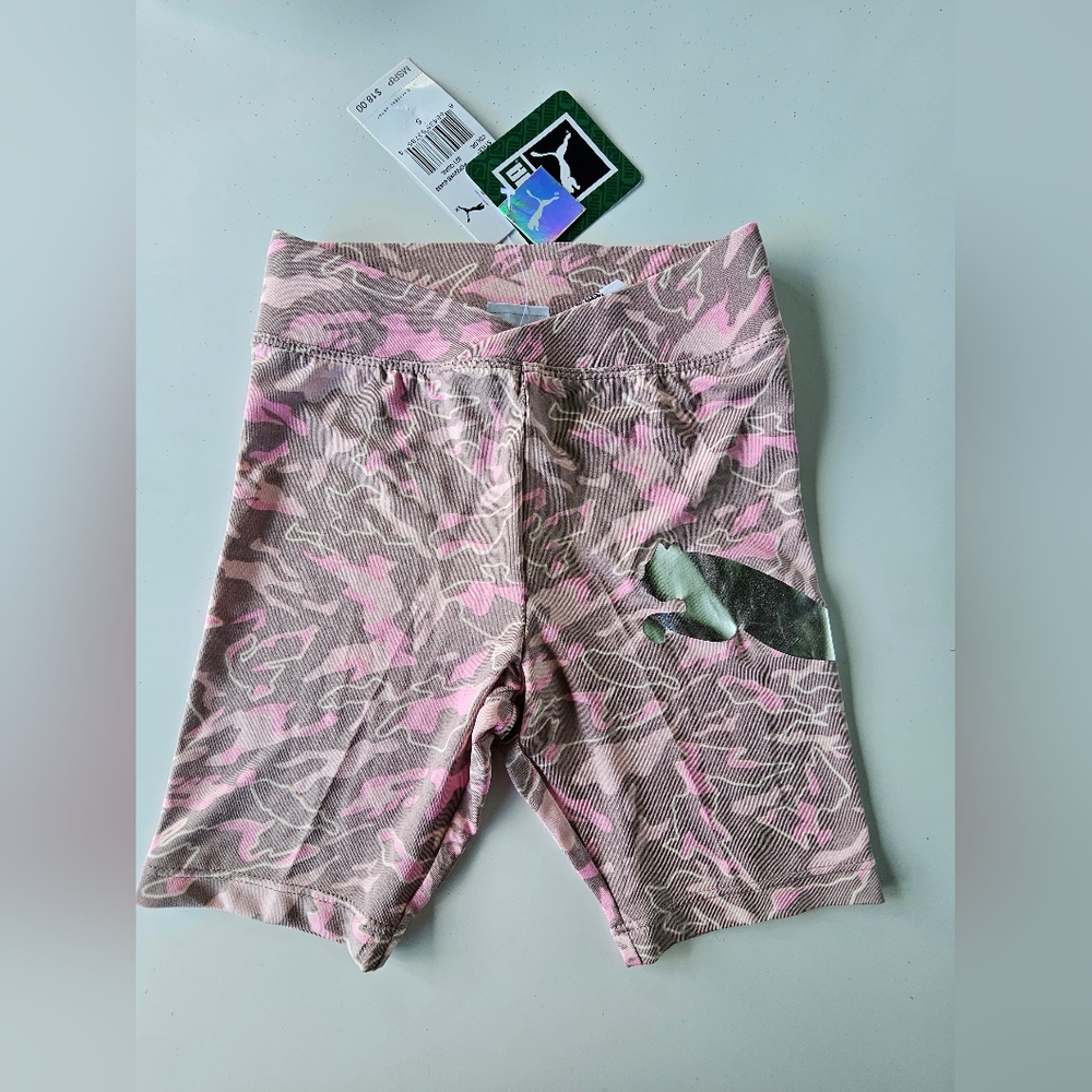 PUMA Girls Sport Pack Biker Shorts. Fold Over Elastic-Waistband. Size 5